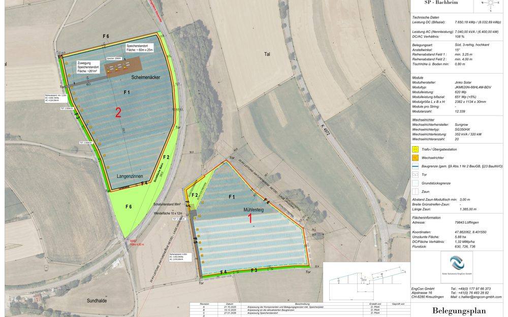 Belegungsplan des geplanten Solarparks Bachheim