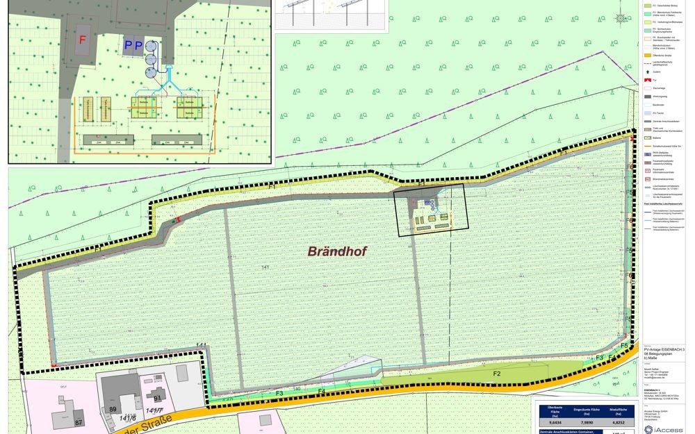 Belegungsplan des geplanten Solarparks Oberbränd